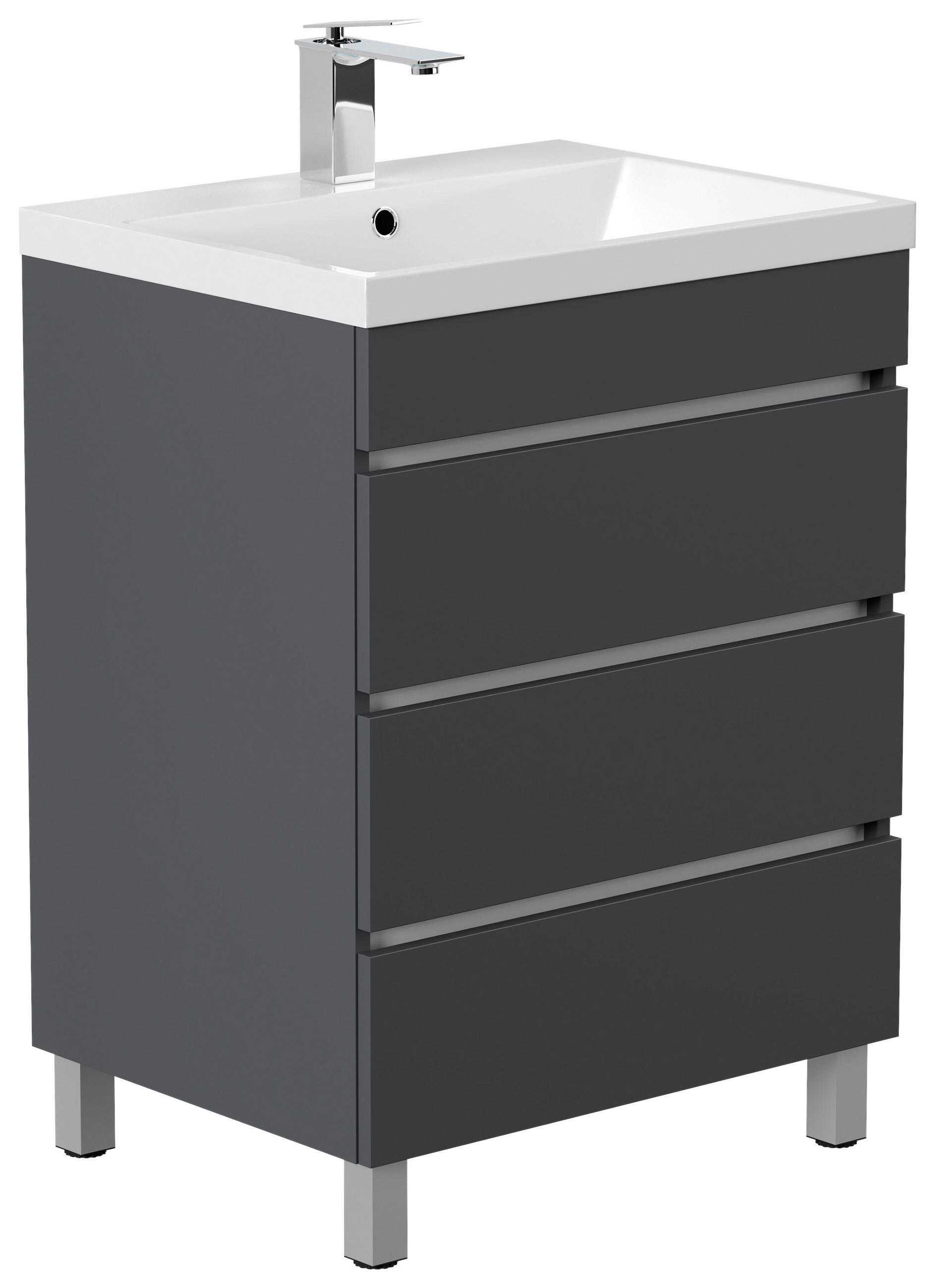 WASCHTISCHKOMBI 70 cm  - Graphitfarben/Weiß, Basics, Holzwerkstoff/Stein (70cm) - MID.YOU