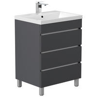 WASCHTISCHKOMBI 70 cm  - Graphitfarben/Weiß, Basics, Holzwerkstoff/Stein (70cm) - MID.YOU