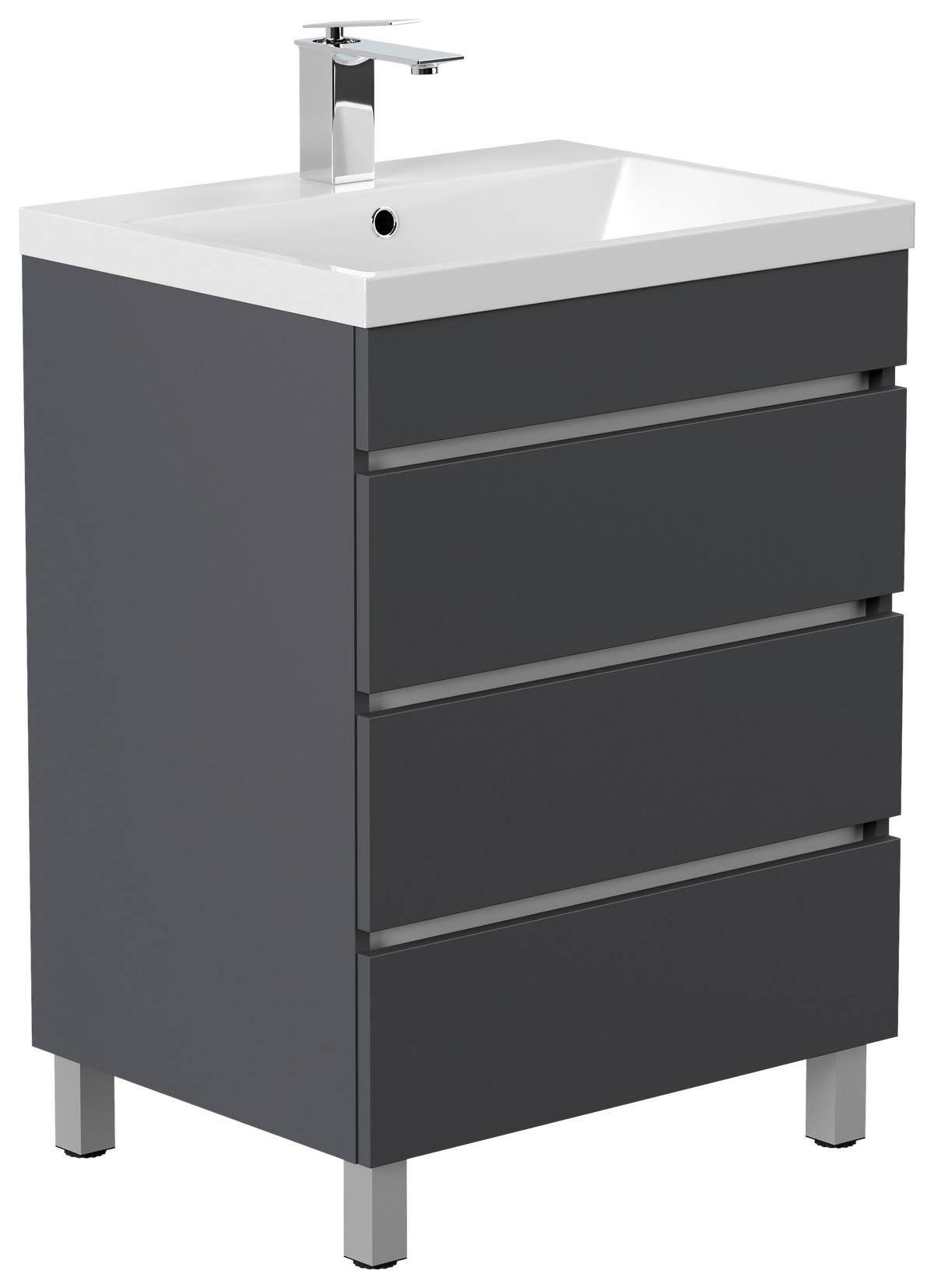 WASCHTISCHKOMBI 70 cm  - Graphitfarben/Weiß, Basics, Holzwerkstoff/Stein (70cm) - MID.YOU