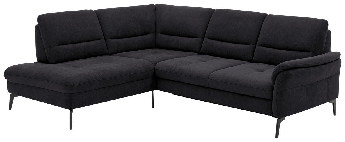 ECKSOFA in Webstoff Anthrazit  - Anthrazit/Schwarz, Design, Textil/Metall (206/256cm) - Beldomo System
