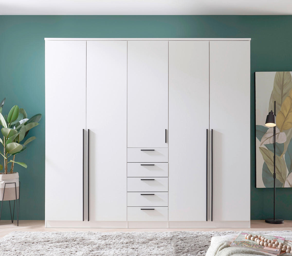 KLEIDERSCHRANK  in Weiß  - Schwarz/Weiß, MODERN, Holzwerkstoff/Kunststoff (225/210/52cm) - Carryhome