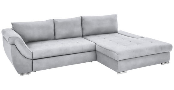 ECKSOFA Silberfarben Flachgewebe - Silberfarben, Design, Textil/Metall (306/174cm) - Carryhome