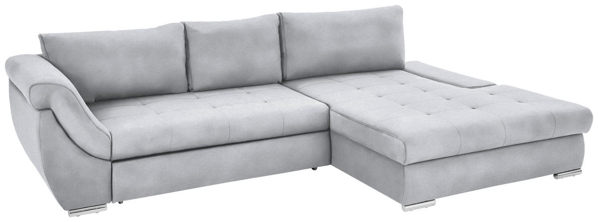 ECKSOFA Silberfarben Flachgewebe  - Silberfarben, Design, Textil/Metall (306/174cm) - Carryhome