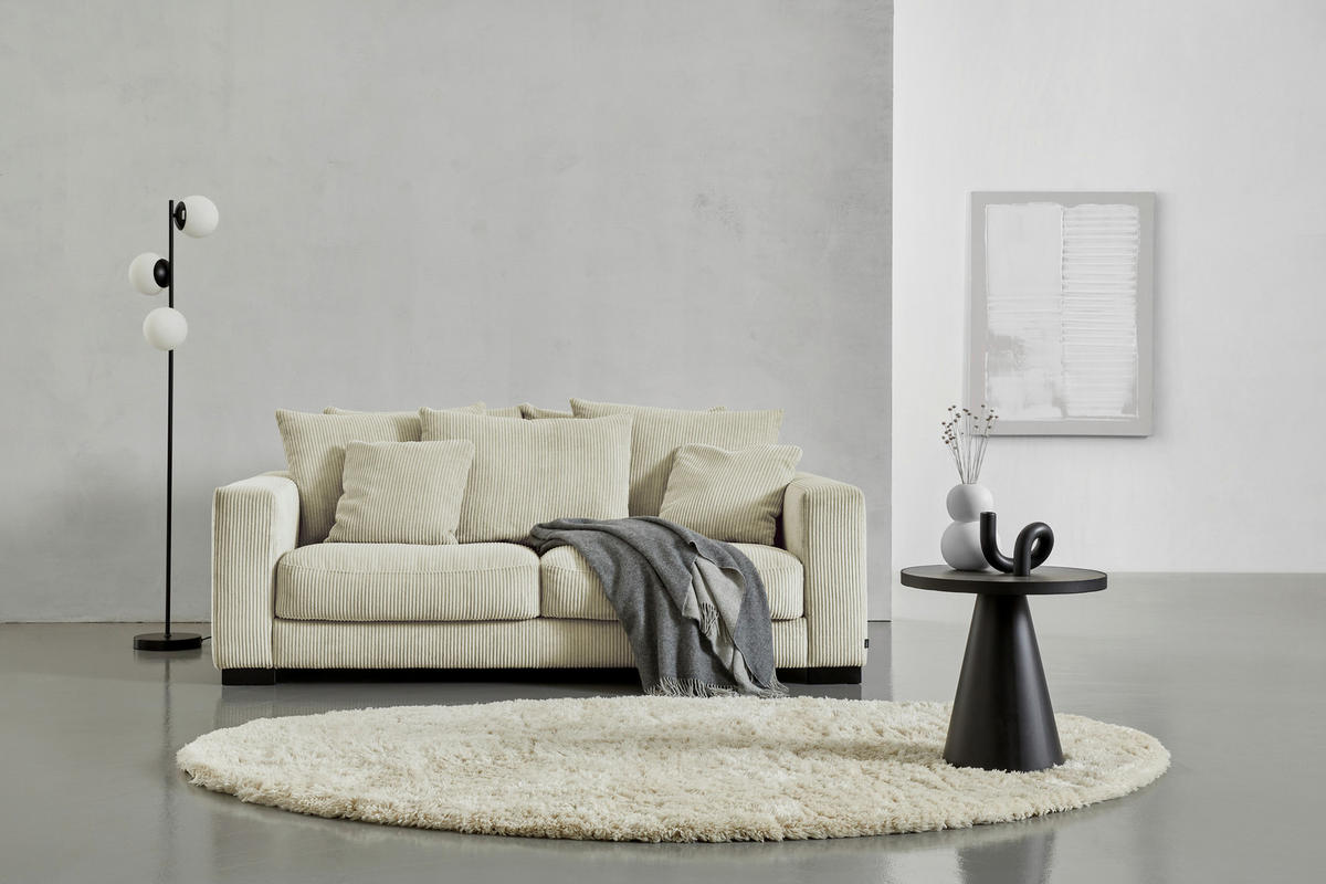 2,5-SITS SOFFA i manchester beige  - beige/svart, Klassisk, trä/textil (203/83/126cm) - MID.YOU