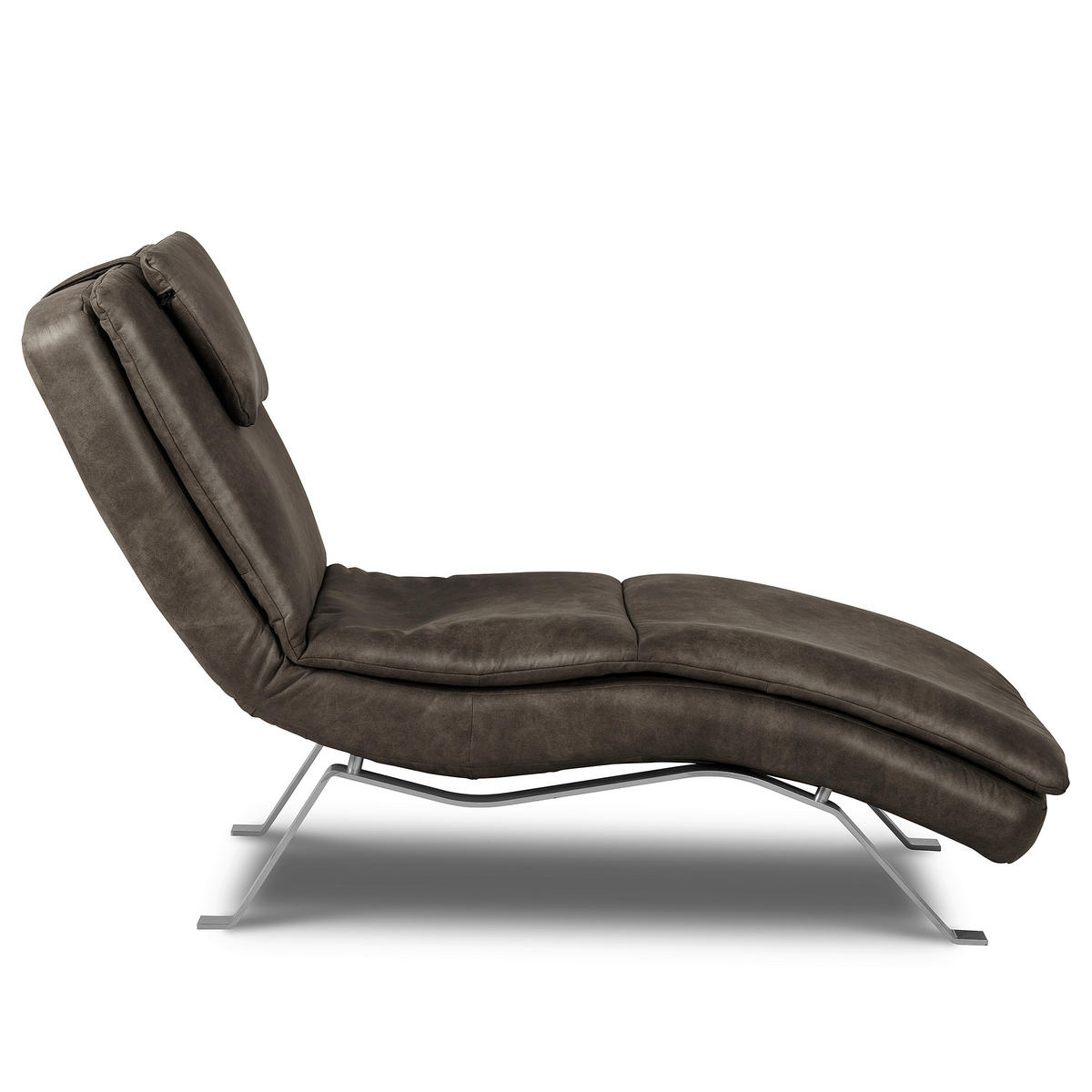RELAXLIEGE in Echtleder Fango  - Fango/Silberfarben, Design, Leder/Metall (65/95/171cm) - Celina Home