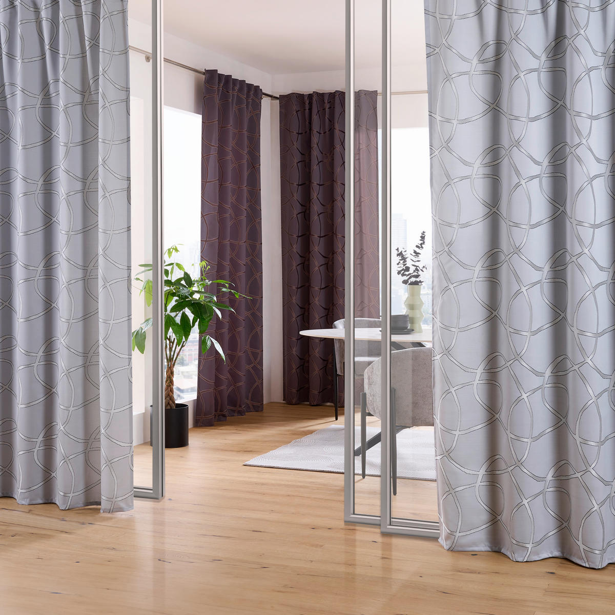 HOTOVÝ ZÁVĚS, neprůsvitné, 140/260 cm - šedá, Design, textil (140/260cm) - Dieter Knoll