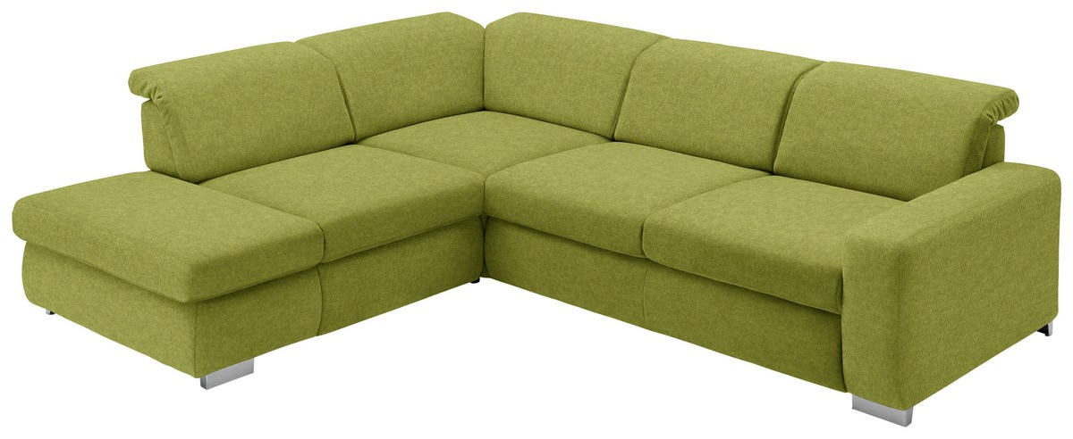 ECKSOFA in Webstoff Grün  - Alufarben/Grün, Design, Textil (260/301cm) - Beldomo Style