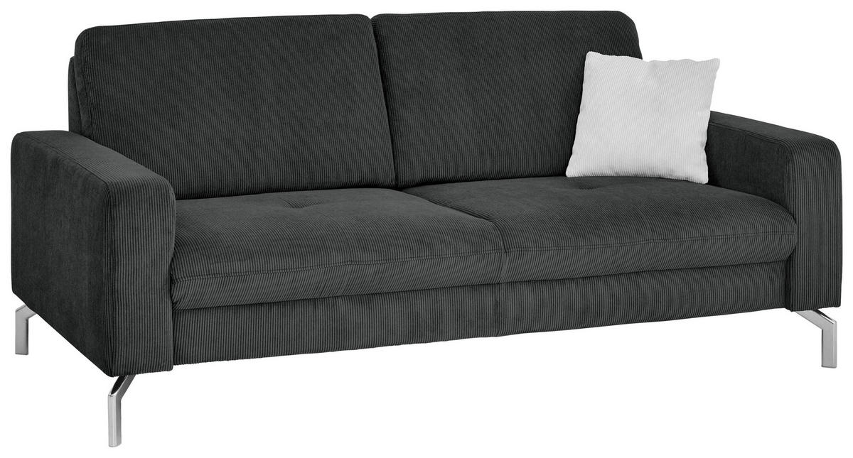 3-SITZER-SOFA Feincord Anthrazit  - Chromfarben/Anthrazit, Design, Textil/Metall (194/87/105cm) - Beldomo Style