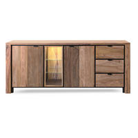 KOMODA, sheesham, přírodní barvy, 200/85/40 cm - černá/barvy sheesham, Moderní, kov/dřevo (200/85/40cm) - Livetastic