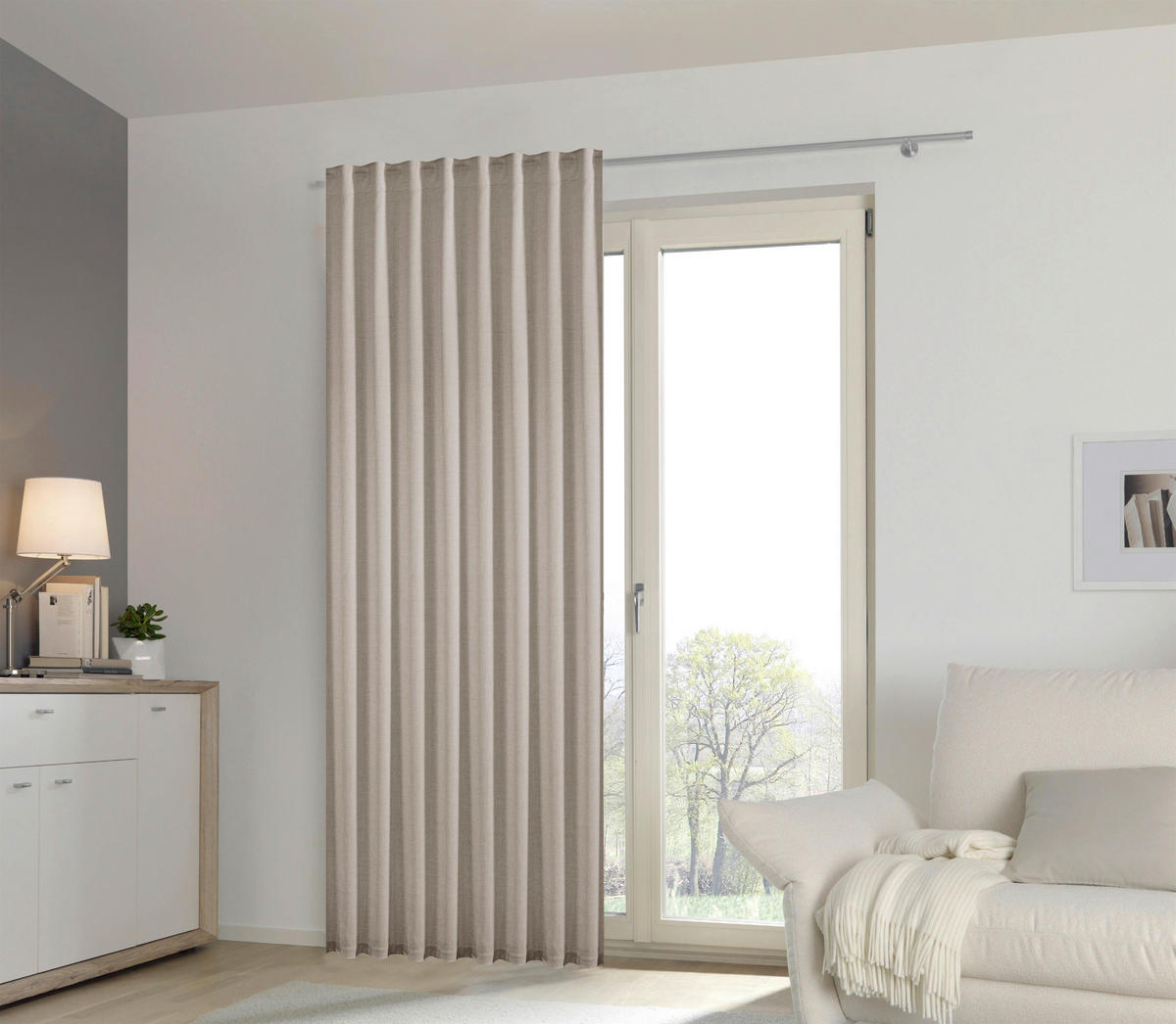 HOTOVÝ ZÁVĚS, neprůsvitné, 135/255 cm - šedá, Basics, textil (135/255cm) - Esposa