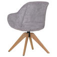 ARMLEHNSTUHL  in Cord  - Eichefarben/Hellgrau, LIFESTYLE, Holz/Textil (60/83/65cm) - Ambia Home
