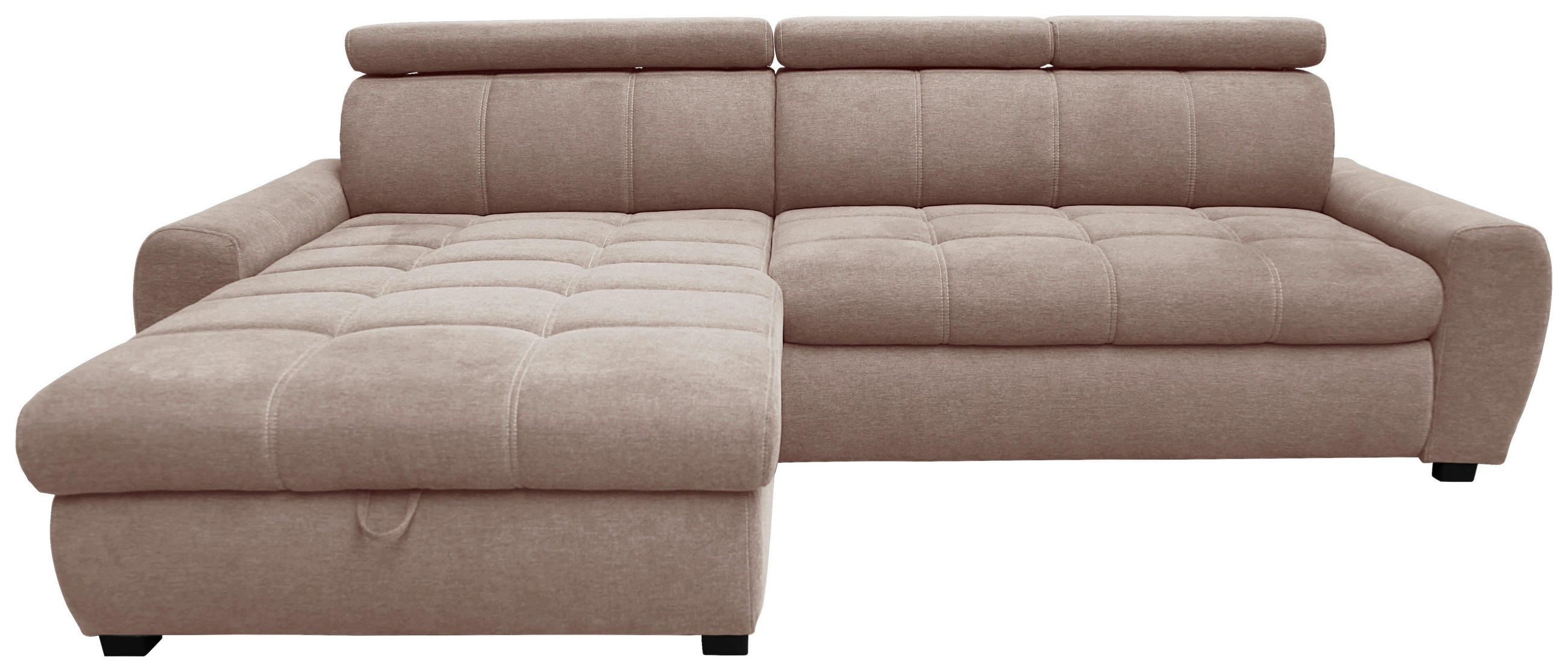ECKSOFA inkl.Funktionen Altrosa Webstoff  - Schwarz/Altrosa, LIFESTYLE, Kunststoff/Textil (173/276cm) - Stylife