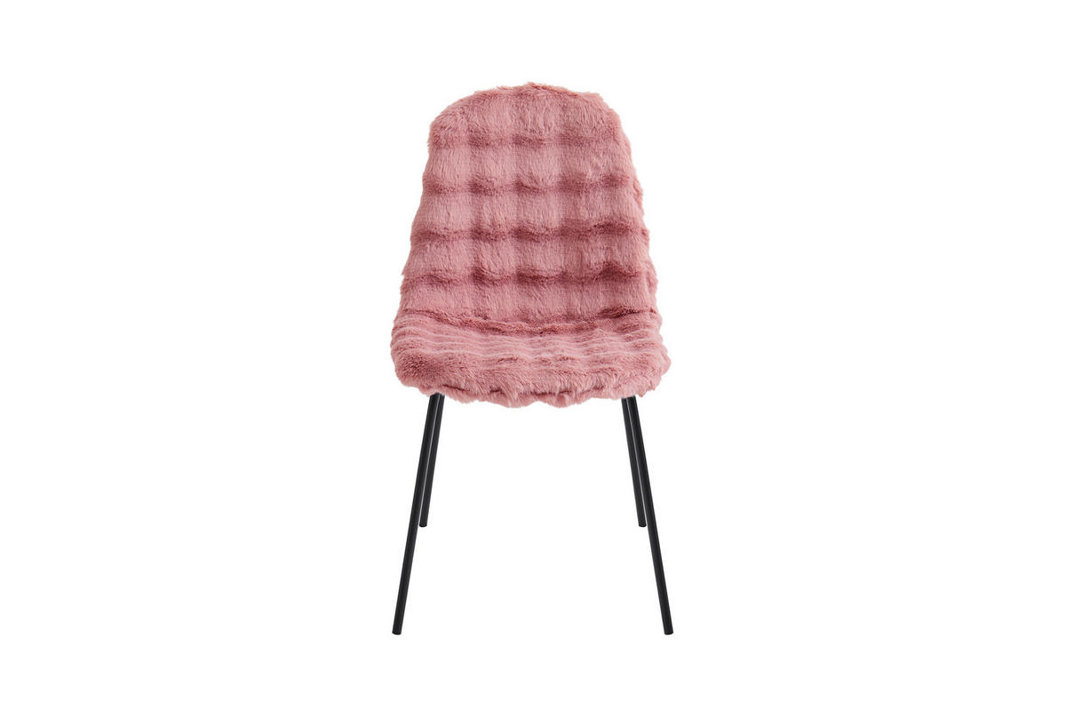 STUHL   Plüsch  Rosa  - Schwarz/Rosa, Design, Textil/Metall (44/87/53cm) - Milino