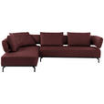 ECKSOFA Palio in Echtleder Bordeaux  237/302 cm  - Bordeaux/Schwarz, Design, Leder/Metall (237/302cm) - Dieter Knoll