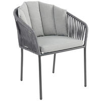 Fotoliu Pentru Grădină in metal, plastic, textil gri  - negru/gri, Modern, plastic/metal (59cm) - Ambia Garden