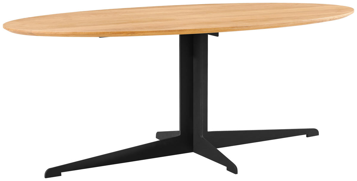 COUCHTISCH Eiche massiv oval Naturfarben, Schwarz  - Schwarz/Naturfarben, Design, Holz/Metall (120/44.5/60cm) - Livetastic