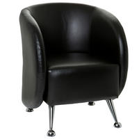 SESSEL Lederlook Schwarz    - Chromfarben/Schwarz, MODERN, Textil/Metall (60/85/50cm) - MID.YOU