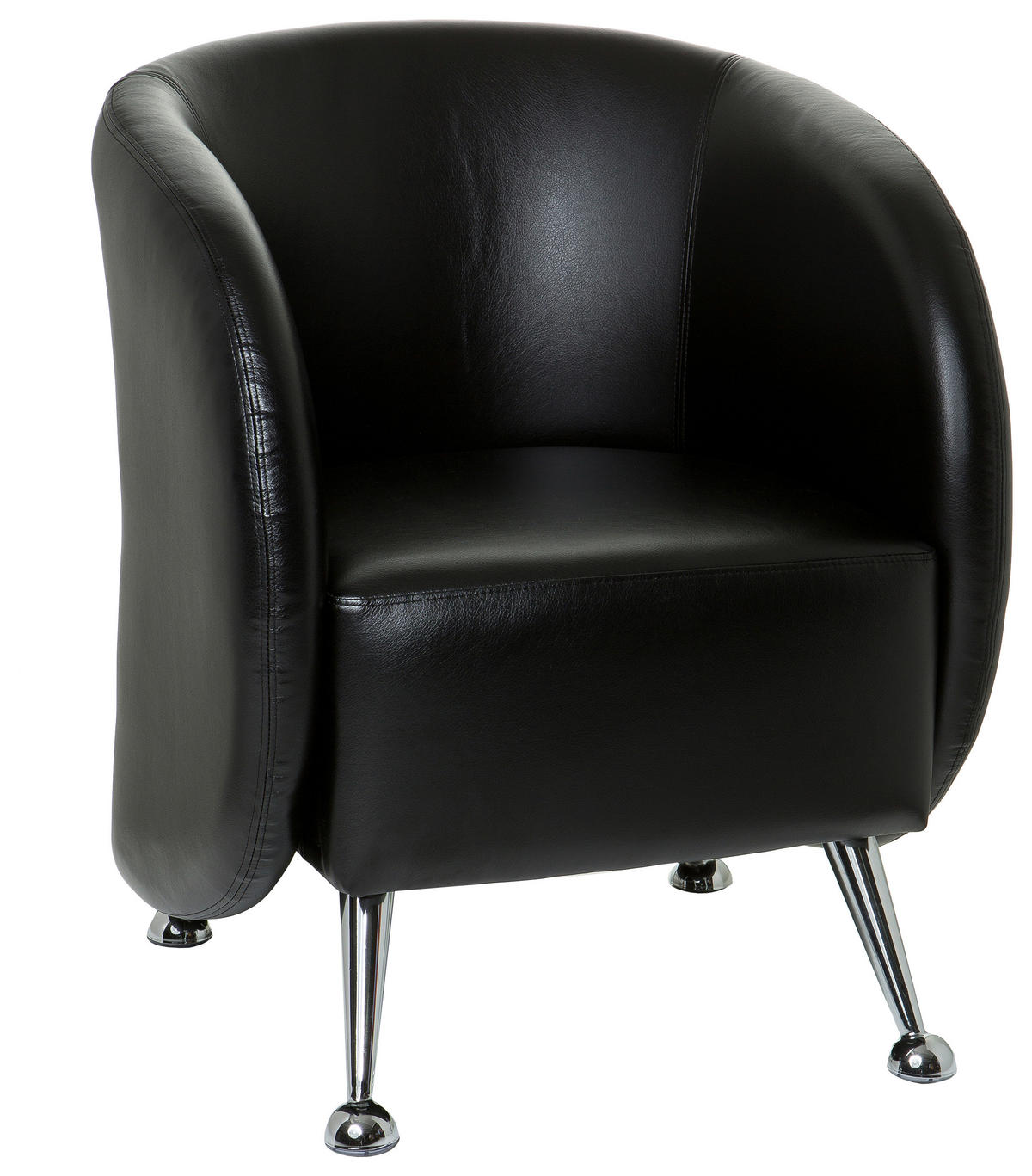 SESSEL Lederlook Schwarz    - Chromfarben/Schwarz, MODERN, Textil/Metall (60/85/50cm) - MID.YOU