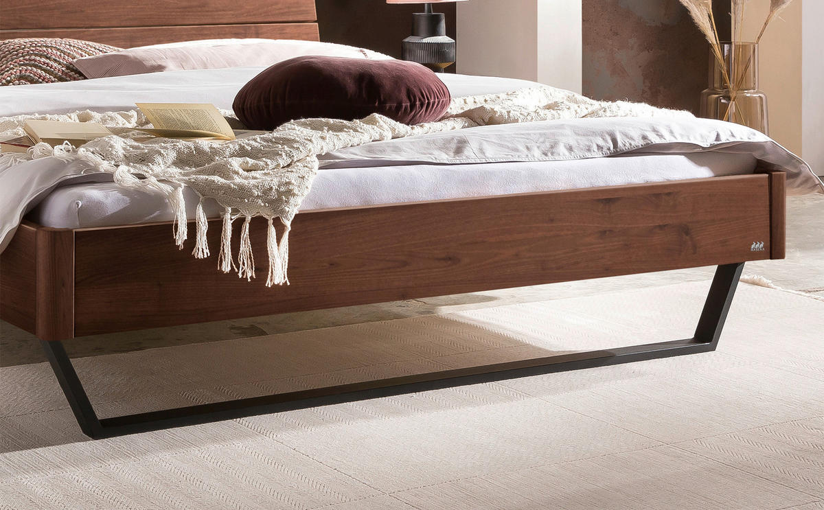 BETT 140/200 cm  in Anthrazit, Nussbaumfarben   - Anthrazit/Nussbaumfarben, Modern, Holz/Metall (140/200cm) - Hasena
