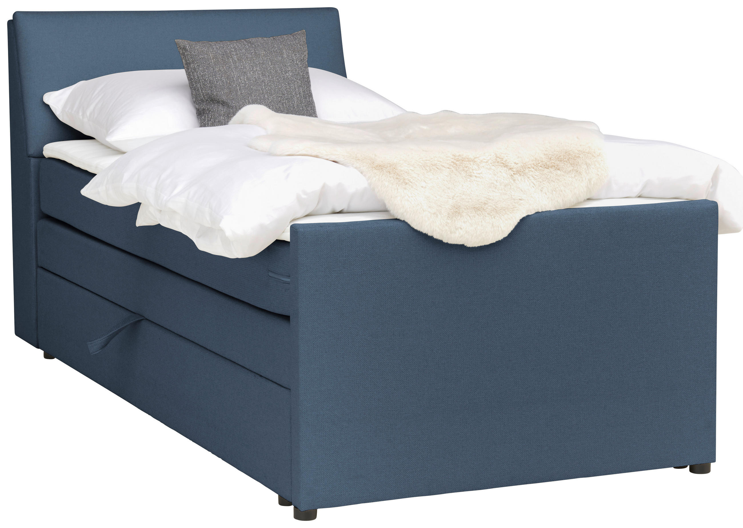 BOXSPRING-ÁGY 120/200 cm  kékesszürke  - fekete/kékesszürke, Modern, textil/fa (120/200cm) - MID.YOU