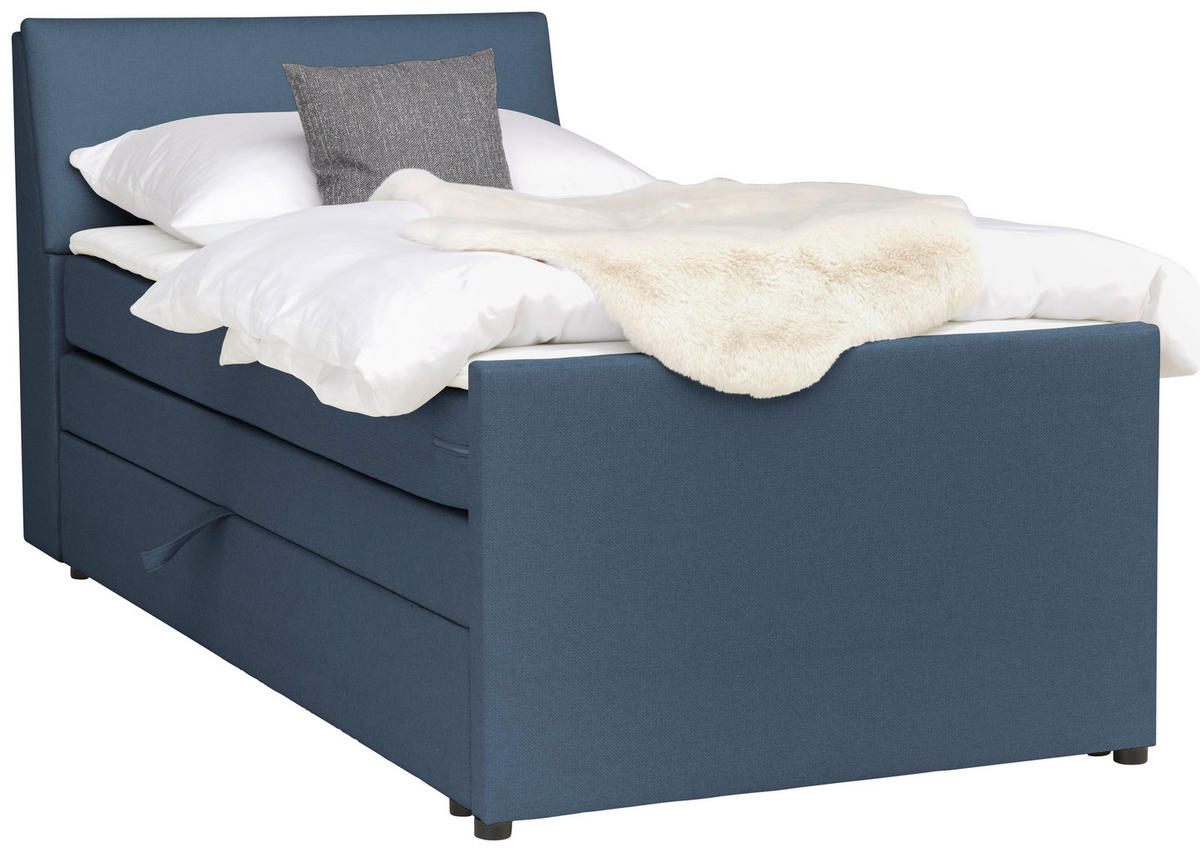 BOXSPRINGBETT 120/200 cm  in Blaugrau  - Blaugrau/Schwarz, MODERN, Holz/Textil (120/200cm) - MID.YOU
