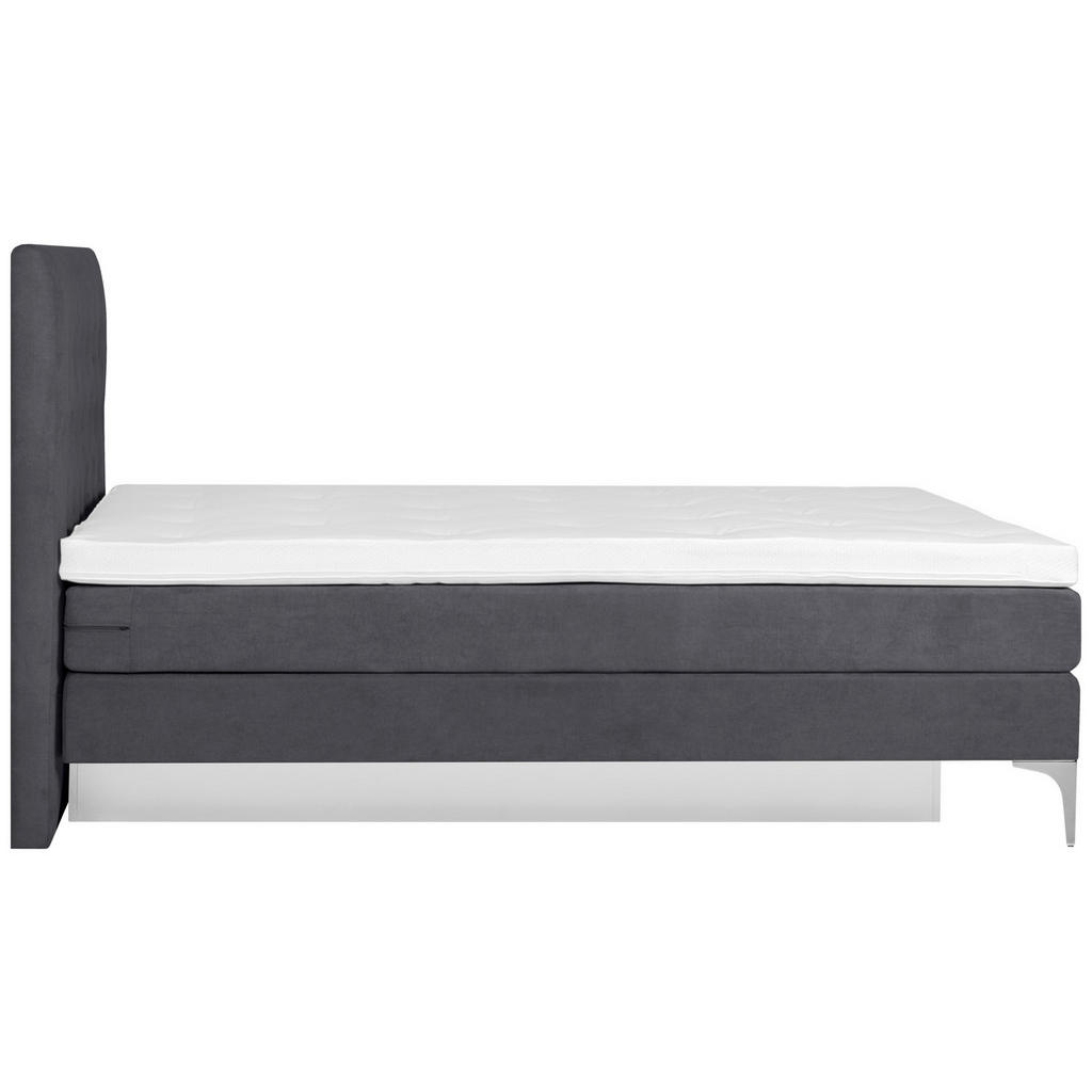 Thumbnail - Welnova Boxspringbett, Dunkelgrau, Textil, H3, 7-Zonen, Höhe ca. 17 cm, 160x200 cm, Bettkasten, gepolstertes Kopfteil, S...