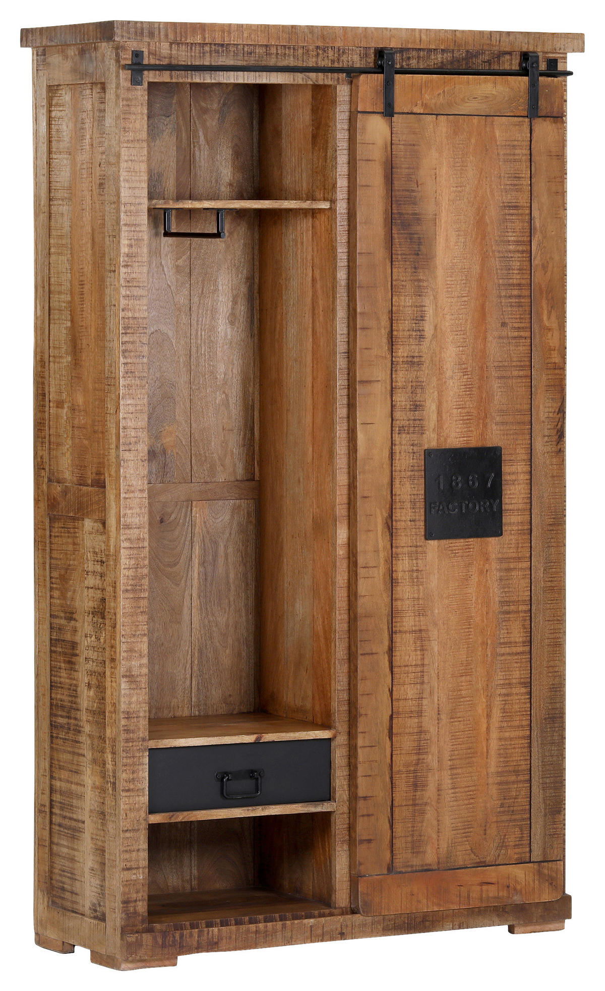 GARDEROBENSCHRANK  in 110/190/40 cm  - Schwarz/Braun, LIFESTYLE, Holz/Metall (110/190/40cm) - Landscape