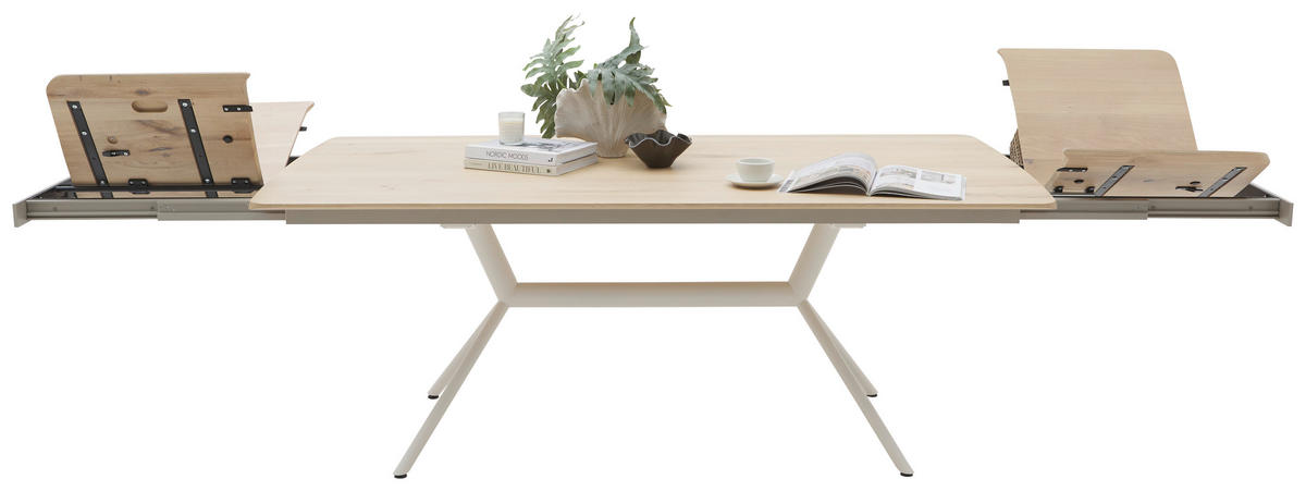ESSTISCH      - Eiche Bianco/Creme, Design, Holz/Metall (200/100/76cm) - Valnatura