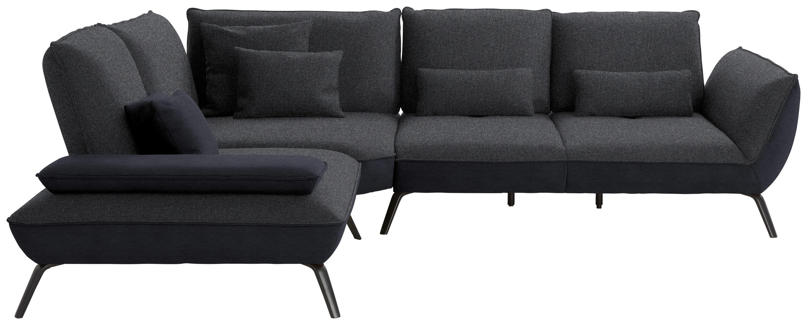 ECKSOFA Flachgewebe Anthrazit  - Anthrazit/Schwarz, Design, Textil/Metall (250/310cm) - Moderano