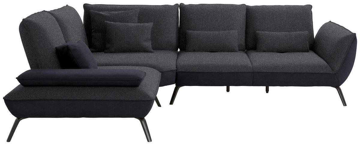 ECKSOFA  in Flachgewebe Anthrazit  250/310 cm  - Anthrazit/Schwarz, Design, Textil/Metall (250/310cm) - Moderano