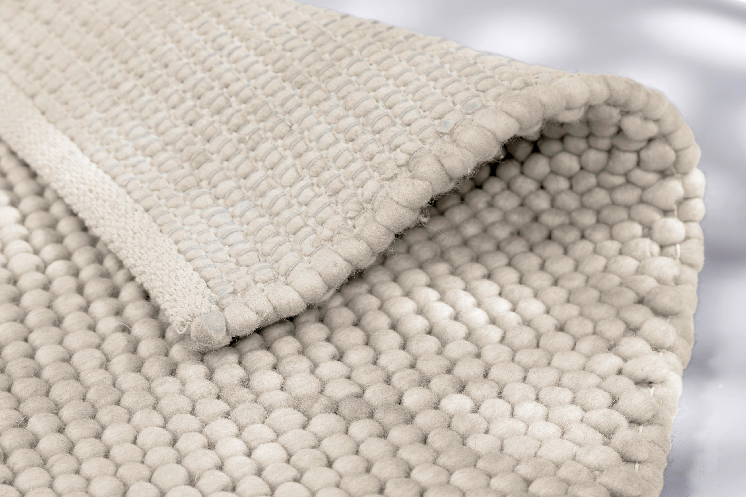 Thumbnail - Schöner Wohnen Handwebteppich Poppy, Weiß, Textil, Uni, rechteckig, 70x140 cm, für Fußbodenheizung geeignet, in verschie...