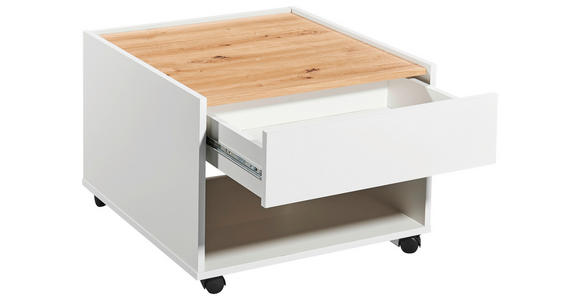 COUCHTISCH 60/60/45 cm quadratisch Weiß, Eiche Artisan - Weiß/Eiche Artisan, KONVENTIONELL, Holzwerkstoff/Kunststoff (60/60/45cm) - Carryhome