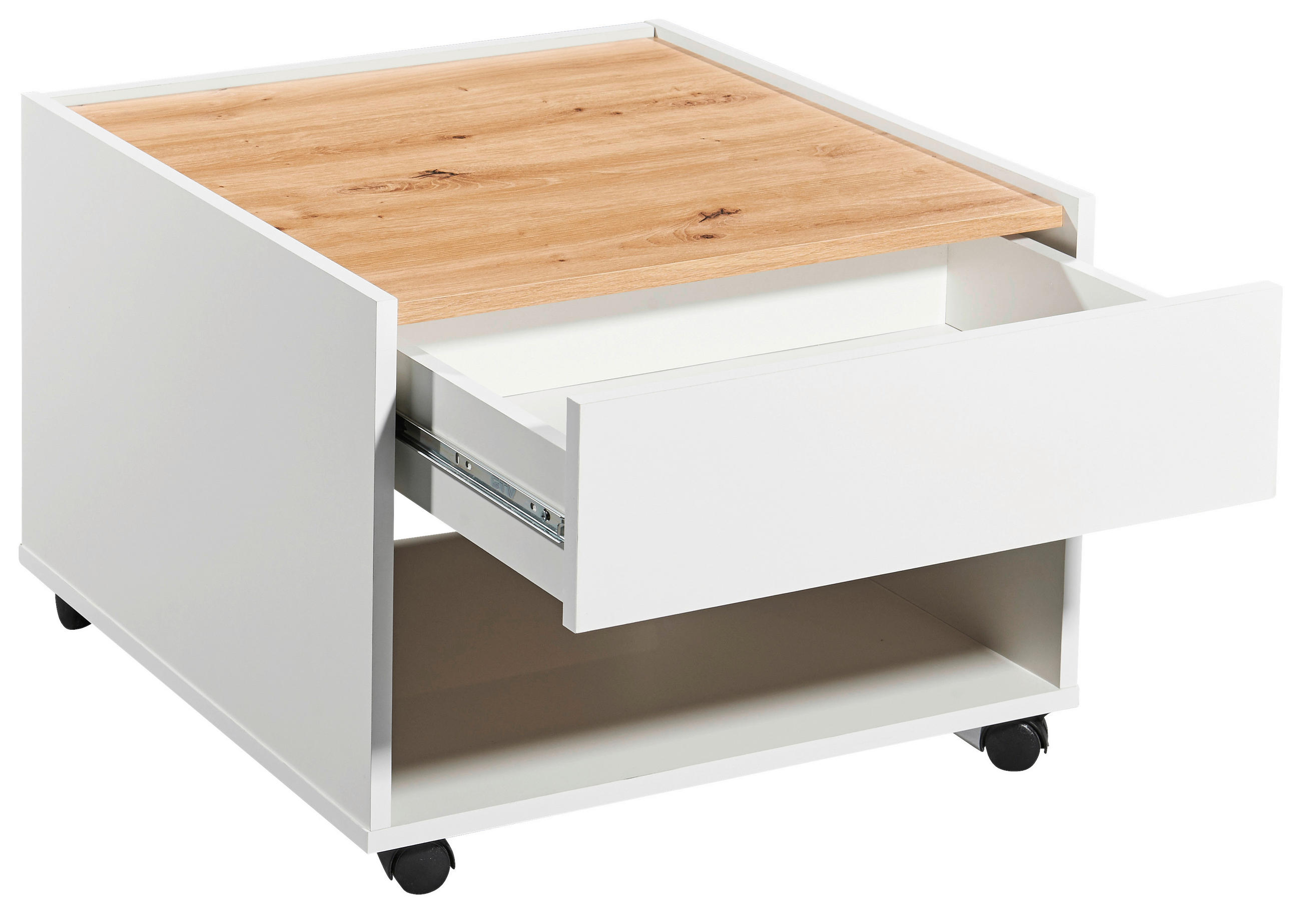 COUCHTISCH 60/60/45 cm quadratisch Weiß, Eiche Artisan  - Weiß/Eiche Artisan, KONVENTIONELL, Holzwerkstoff/Kunststoff (60/60/45cm) - Carryhome