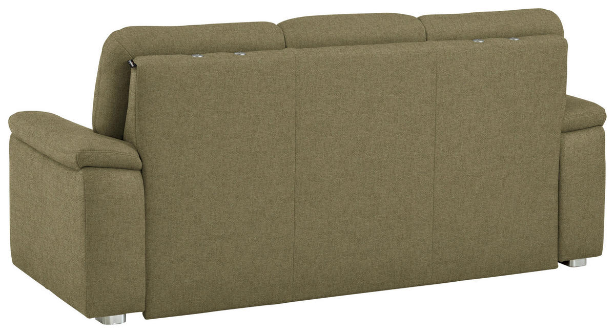 3-SITZER-SOFA Chenille Schilfgrün  - Schilfgrün/Alufarben, Konventionell, Textil/Metall (208/96/89cm) - Beldomo Comfort