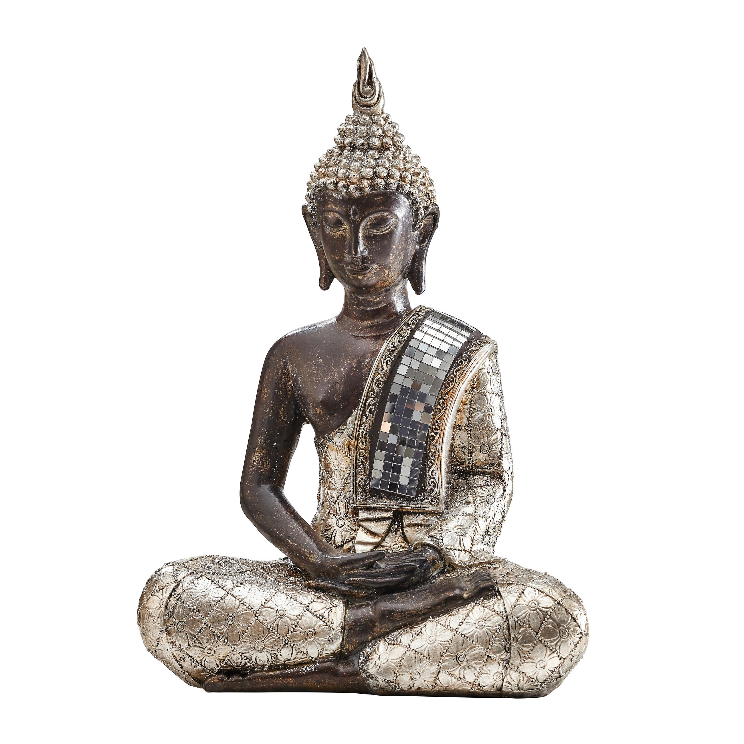 Ambia Home Buddha Braun, Silber, Gold 26.5x36x15 cm