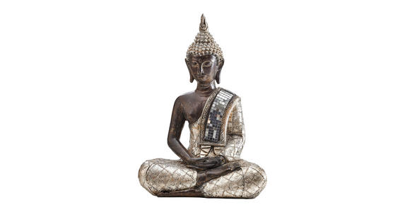 BUDDHA 26,5/36/15 cm  - Silberfarben/Goldfarben, Basics, Kunststoff (26,5/36/15cm) - Ambia Home