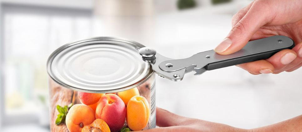 ODPIRAČ ZA KONZERVE - črna/barve aluminija, Basics, kovina/umetna masa - Gefu