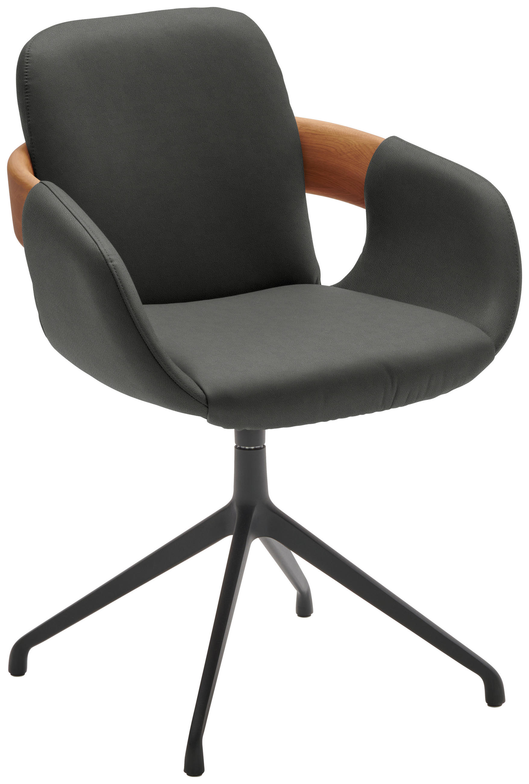 ARMLEHNSTUHL  Lederauswahl, Stoffauswahl, Typenauswahl, Sitzfläche 360° drehbar  Echtleder  - Eichefarben/Cognac, Natur, Leder/Holz (60/86/60cm) - Valnatura