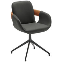 ARMLEHNSTUHL  Lederauswahl, Stoffauswahl, Typenauswahl, Sitzfläche 360° drehbar  Echtleder  - Eichefarben/Cognac, Natur, Leder/Holz (60/86/60cm) - Valnatura