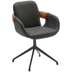 ARMLEHNSTUHL  Lederauswahl, Stoffauswahl, Typenauswahl, Sitzfläche 360° drehbar  Echtleder  - Eichefarben/Cognac, Natur, Leder/Holz (60/86/60cm) - Valnatura