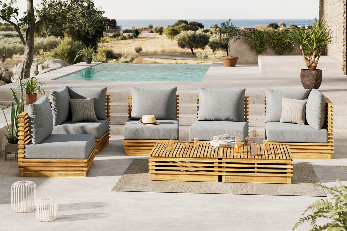 LOUNGEGARNITUR  287/212 cm   - Akaziefarben, Natur, Holz/Kunststoff (287/212cm) - Ambia Garden