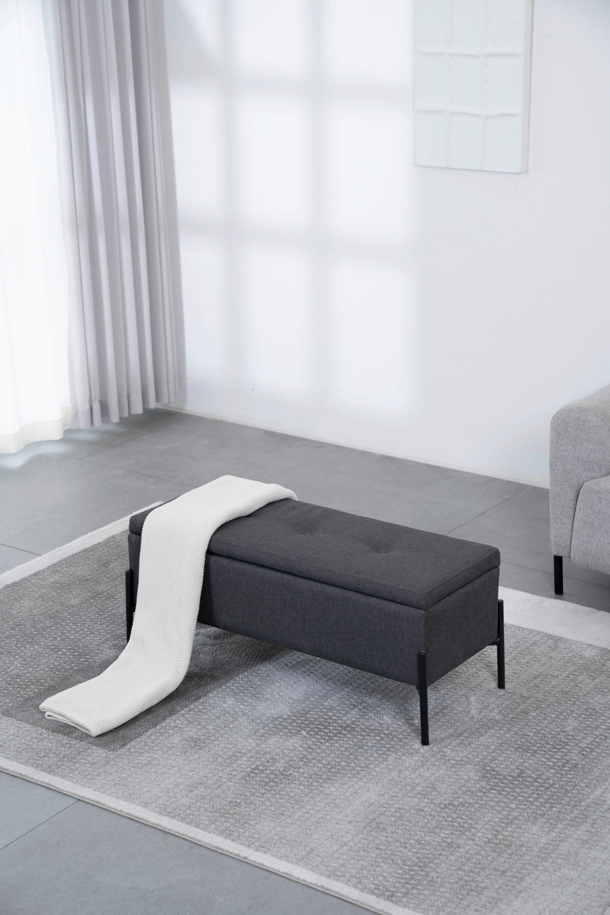 ŠATNÍ LAVICE, 95/41.5/37 cm - černá/tmavě šedá, Design, kov/textil (95/41.5/37cm) - MID.YOU