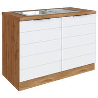 SPÜLENUNTERSCHRANK 120/86/60 cm  in Weiß, Eiche Wotan  - Eiche Wotan/Weiß, Design, Holzwerkstoff/Metall (120/86/60cm) - Held