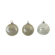 KROGLICA ZA BOŽIČNO JELKO - zlata/bela, Basics, kovina/umetna masa (8cm) - X-Mas