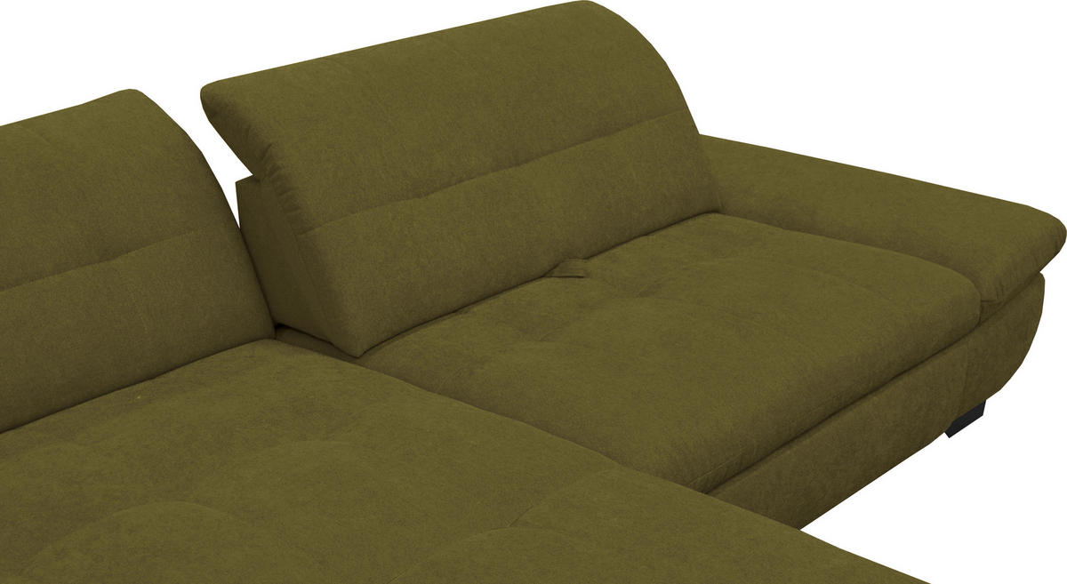 ECKSOFA in Mikrofaser Grün  198/290 cm  - Schwarz/Grün, Design, Textil/Metall (198/290cm) - Xora