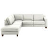 ECKSOFA in Echtleder Ecru  - Ecru/Eichefarben, Design, Leder/Holz (235/259cm) - Valdera
