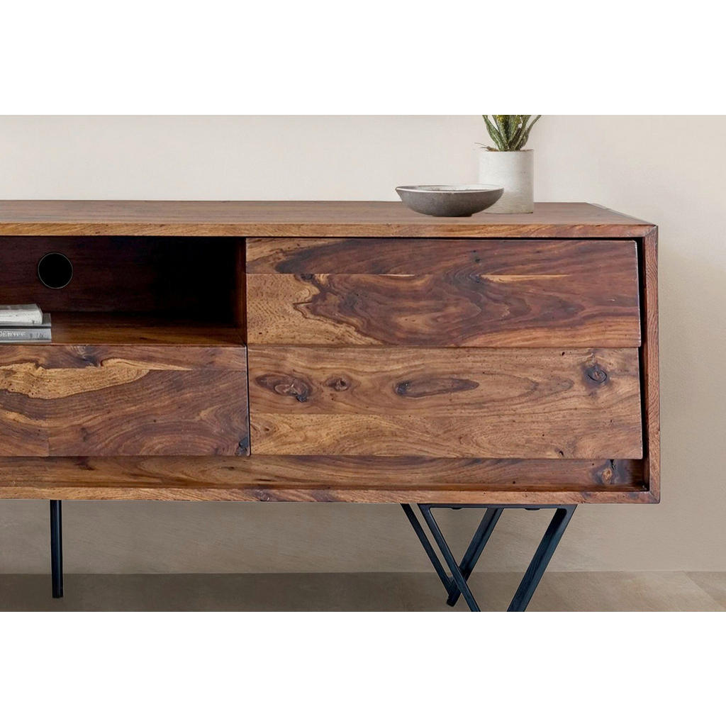 Thumbnail - Livetastic Lowboard, Sheesham, Holz, Sheesham, massiv, 1 Schublade(n) Schubladen, 160x56x35 cm, stehend, handgemacht, Ho...