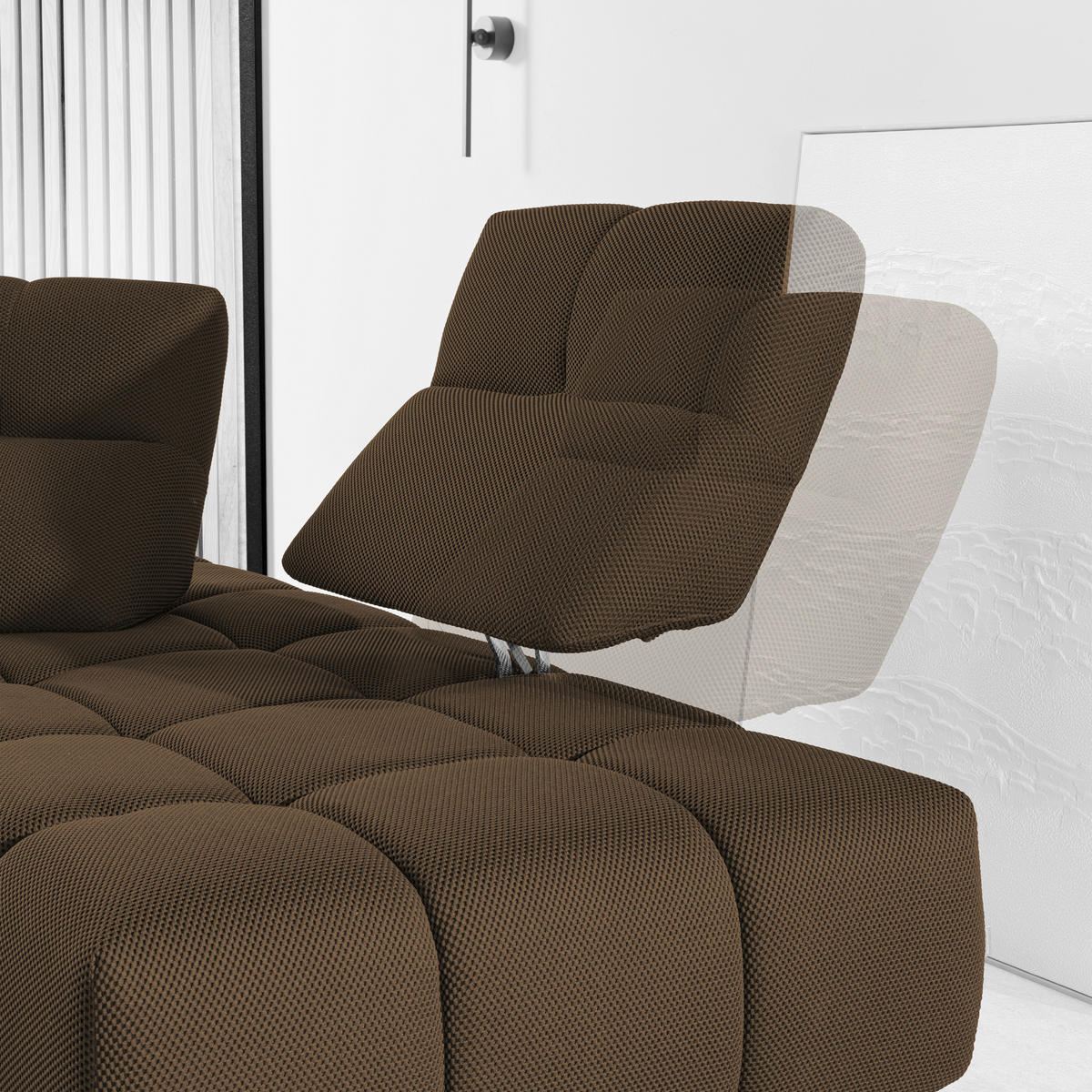 ECKSOFA in Struktur Taupe  - Taupe/Schwarz, Design, Kunststoff/Textil (313/233cm) - Emilio Belluti