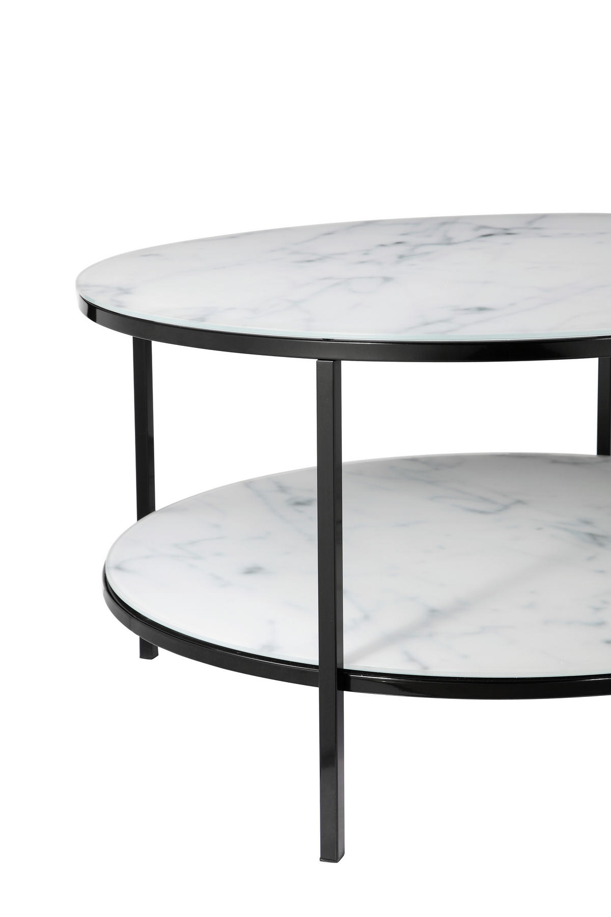 COUCHTISCH 80/80/45 cm rund Schwarz, Weiß  - Schwarz/Weiß, Design, Glas/Metall (80/80/45cm) - Livetastic