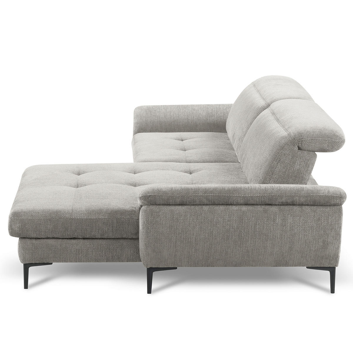 ECKSOFA  Webstoff Grau  - Schwarz/Grau, Design, Textil/Metall (268/195cm) - Livetastic